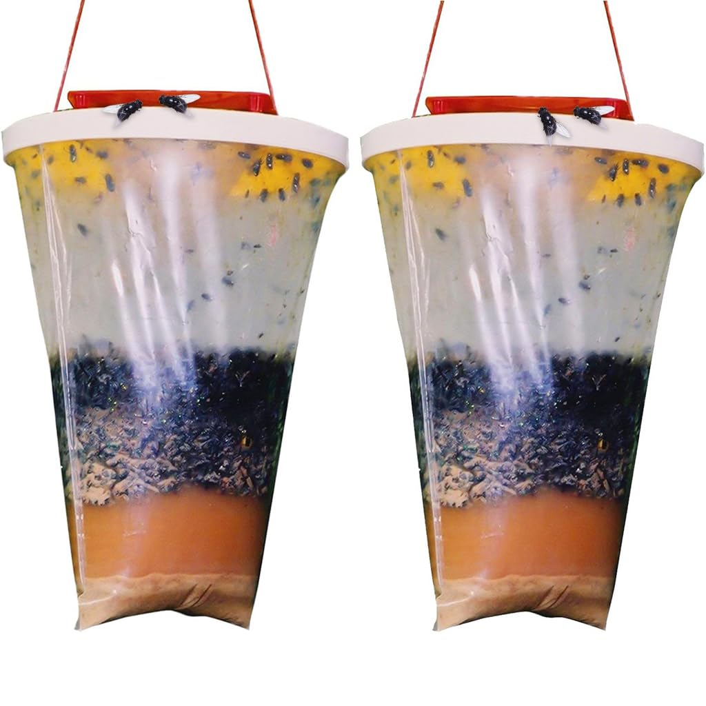 HASTHIP 2Pcs Disposable Fly Catcher Bag for Insects, Whiteflies, Aphids, Leaf Minor, Thriphs, Non-chemical Safe Fly Trap Bag for Fruit Tree Kitchen, Hangable Fly Trap for Insect in Garden & Farm HASTHIP 2Pcs Disposable Fly Catcher Bag for Insects, Whiteflies, Aphids, Leaf Minor, Thriphs, Non-chemical Safe Fly Trap Bag for Fruit Tree Kitchen, Hangable Fly Trap for Insect in Garden & Farm